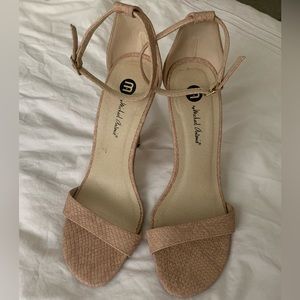 Nudish Pink Snakeskin Ankle Strap Heels 7.5